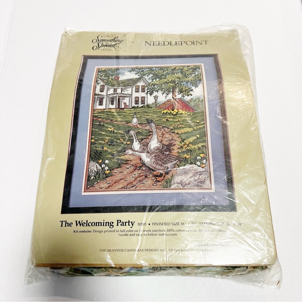 Vintage Made In USA Something Special Needlepoint Geese Farmhouse Kit